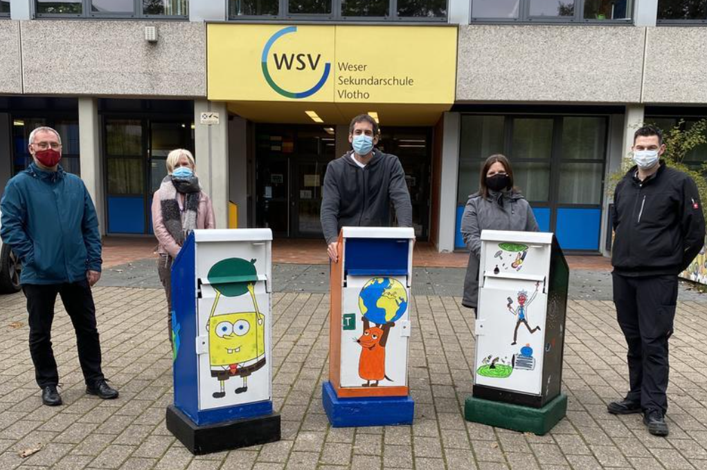 Die neuen Mülltonnen der Weser-Sekundarschule Vlotho